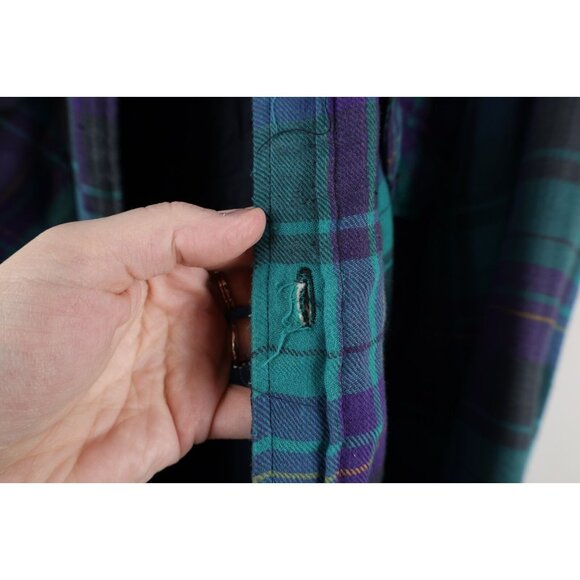 Vintage 90s Streetwear Mens Large Distressed Quilted Flannel Button Shirt Jacket - Picture 15 of 16